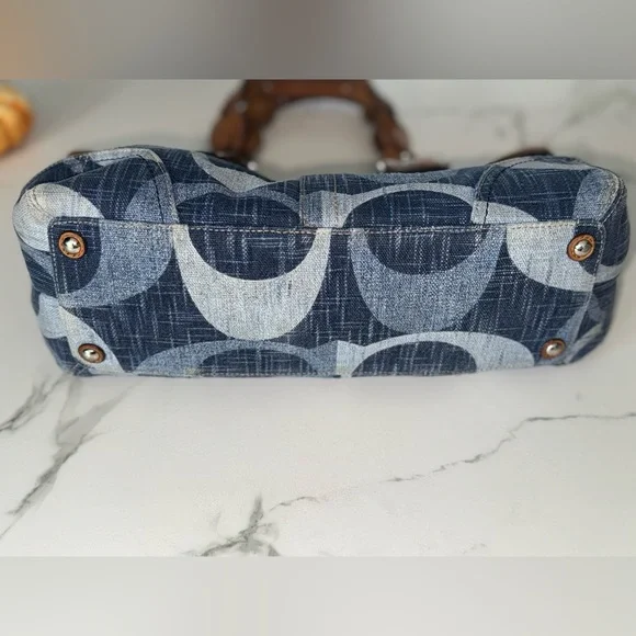 Coach Denim Signature Mini Tote Shoulder Bag #F12195 Rare Vintage - Picture 5 of 17